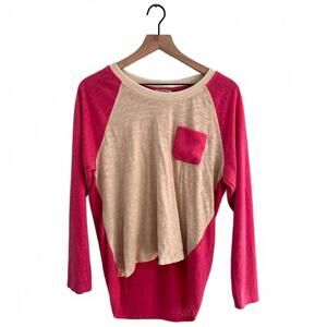 Pre-loved COPE Urban Outfitters Contrast Pocket Long-Sleeved Tee Pink/cream